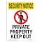 Signmission OSHA Security Sign, 5" Height, Private Property Keep Out With Symbol, Portrait OS-SN-D-35-V-11742 - alternate 1